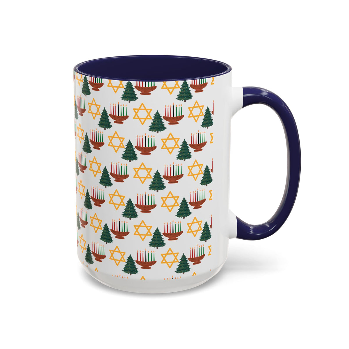 Happy ChristmaHanukKwanzaa Color Accent Holiday Coffee Mug (11, 15oz) - empowHERbyHeidi