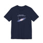 Navy blue t-shirt with graphic of the Milky Way galaxy with an arrow pointing to it and text that says "YOU ARE HERE - Paying taxes to pedophiles" by empowHER by Heidi