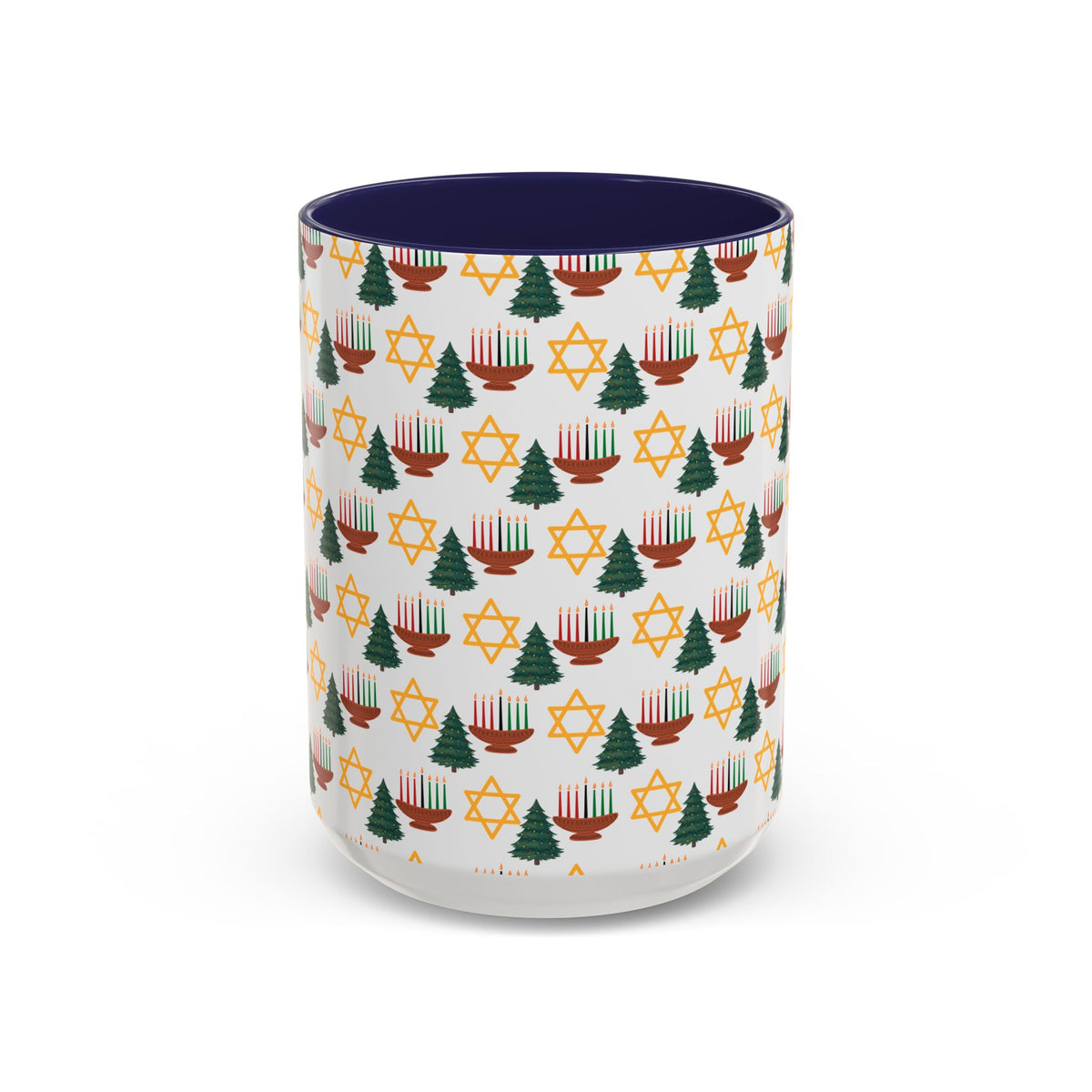 Happy ChristmaHanukKwanzaa Color Accent Holiday Coffee Mug (11, 15oz) - empowHERbyHeidi