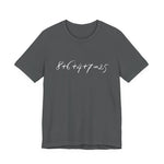 Gray t-shirt with the mathematical equation "8+6+4+7=25" written in chalk like text by empowHER by Heidi
