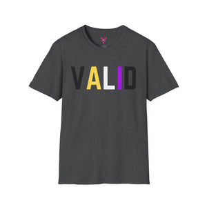Black - Non-Binary Pride VALID (in non-binary colors) Tee - Show Your Support - empowHERbyHeidi