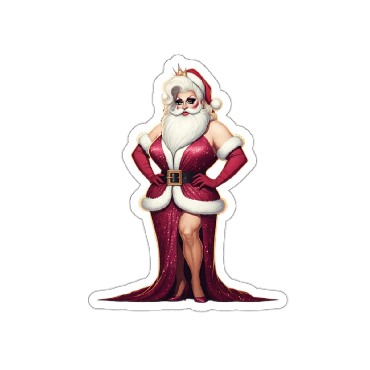 Mary Christmas - Santa in Drag Kiss-Cut Stickers - empowHERbyHeidi