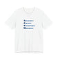 White t-shirt with blue text 'Solidarity Creates Unstoppable Movements' by empowHER by Heidi