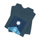Folded dark blue t-shirt with a stylized Minnesota flag and text "I Stand with MN" by empowHER by Heidi