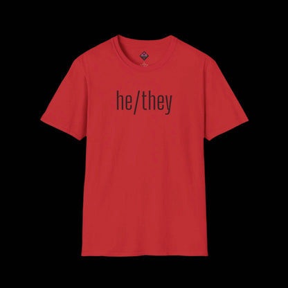 Gender Inclusive Pronouns he/they (in black text) Unisex T-Shirt - empowHERbyHeidi