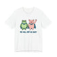 White t-shirt with cartoon frog and pig characters holding hands and text 'WE WILL NOT BE QUIET' on a white background by empowHER by Heidi | protest wear