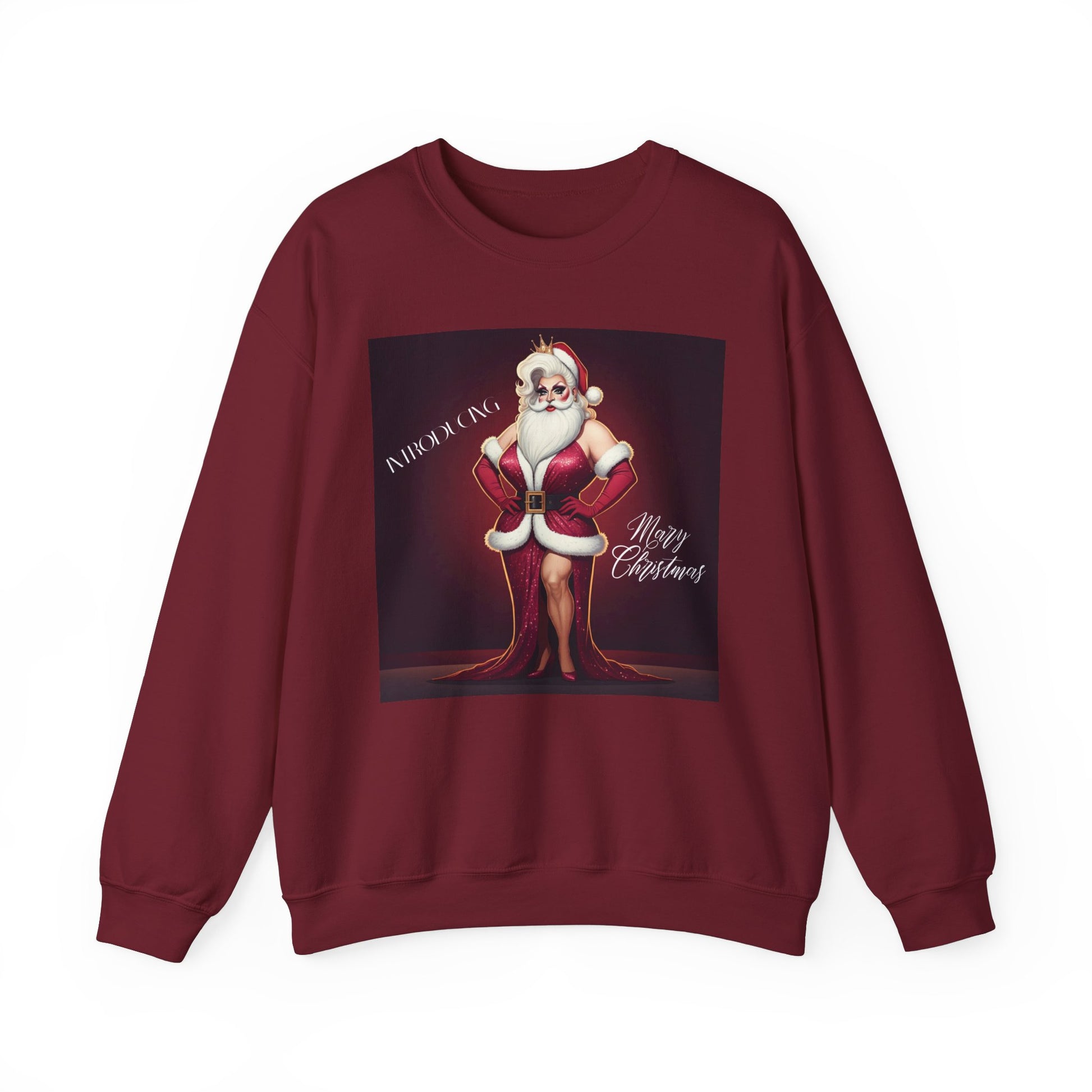 Dark red Mary Christmas - Santa in Drag Sweatshirt - empowHERbyHeidi