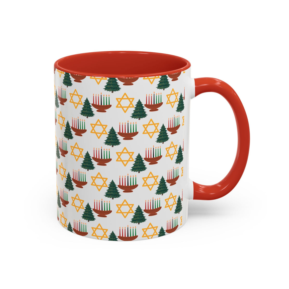 Happy ChristmaHanukKwanzaa Color Accent Holiday Coffee Mug (11, 15oz) - empowHERbyHeidi