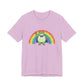 Lilac t-shirt with the Portland protest frog and Pride rainbow design by empowHER by Heidi