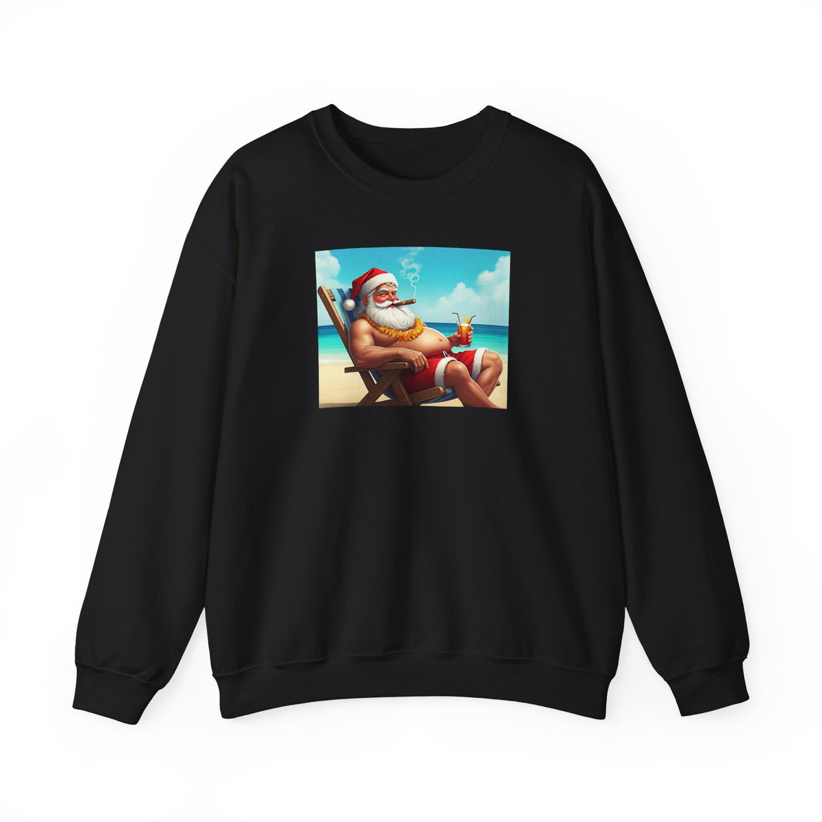 Naughty Santa on Vacation Holiday Sweatshirt - empowHERbyHeidi