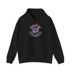 Black hoodie with 'Together We Are America' text and flag design by empowHER by Heidi