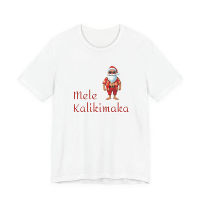 Mele Kalikimaka Hawaiian Santa Jersey Tee