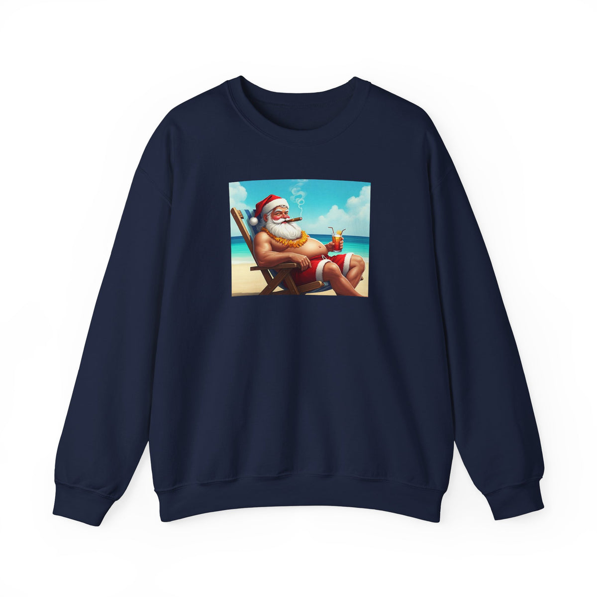 Naughty Santa on Vacation Holiday Sweatshirt - empowHERbyHeidi