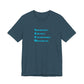 Deep teal t-shirt with blue text 'Solidarity Creates Unstoppable Movements' by empowHER by Heidi