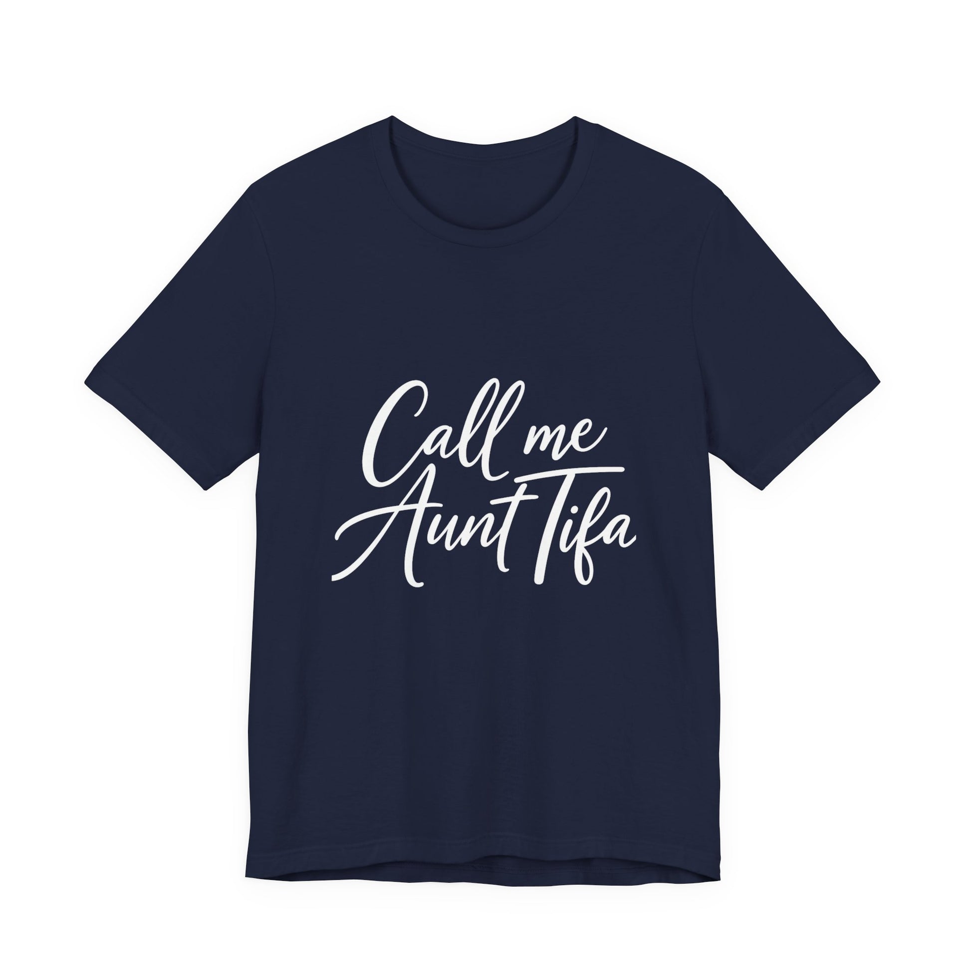 Navy t-shirt with text "Call me Aunt Tifa" – empowHER by Heidi political protest apparel