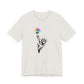 Heather cement t-shirt with the Statue of Liberty and rainbow Pride colors emitting from her torch by empowHER by Heidi