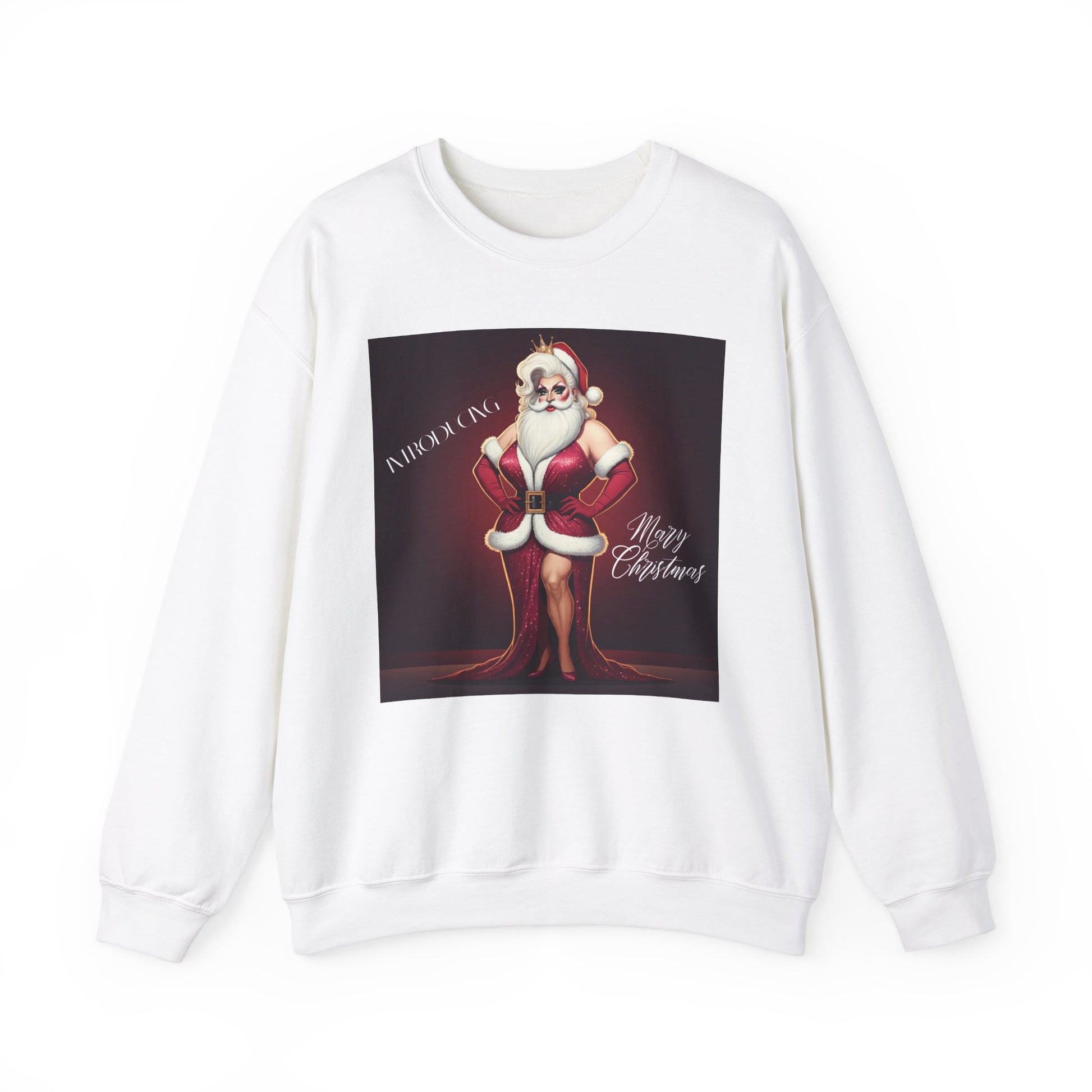 White Mary Christmas - Santa in Drag Sweatshirt - empowHERbyHeidi