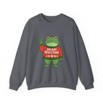 Gray sweatshirt with the Portland protest frog wearing a sweater displaying 'Merry Resistmas' by empowHERbyHeidi
