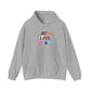 Gray hoodie with colorful text "radical left scum" design by empowHER by Heidi