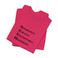 Folded pink t-shirt with blue text 'Solidarity Creates Unstoppable Movements' by empowHER by Heidi