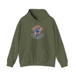 Military green hoodie with 'Together We Are America' text and flag design by empowHER by Heidi