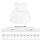 Measurement chart for a white tank top with size chart below