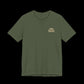 Green t-shirt with small text on left chest that says "Stop Protecting Predators"