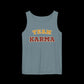 Ice blue tank top with 'Team Karma' text on a black background