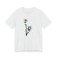 White t-shirt with the Statue of Liberty and rainbow Pride colors emitting from her torch by empowHER by Heidi