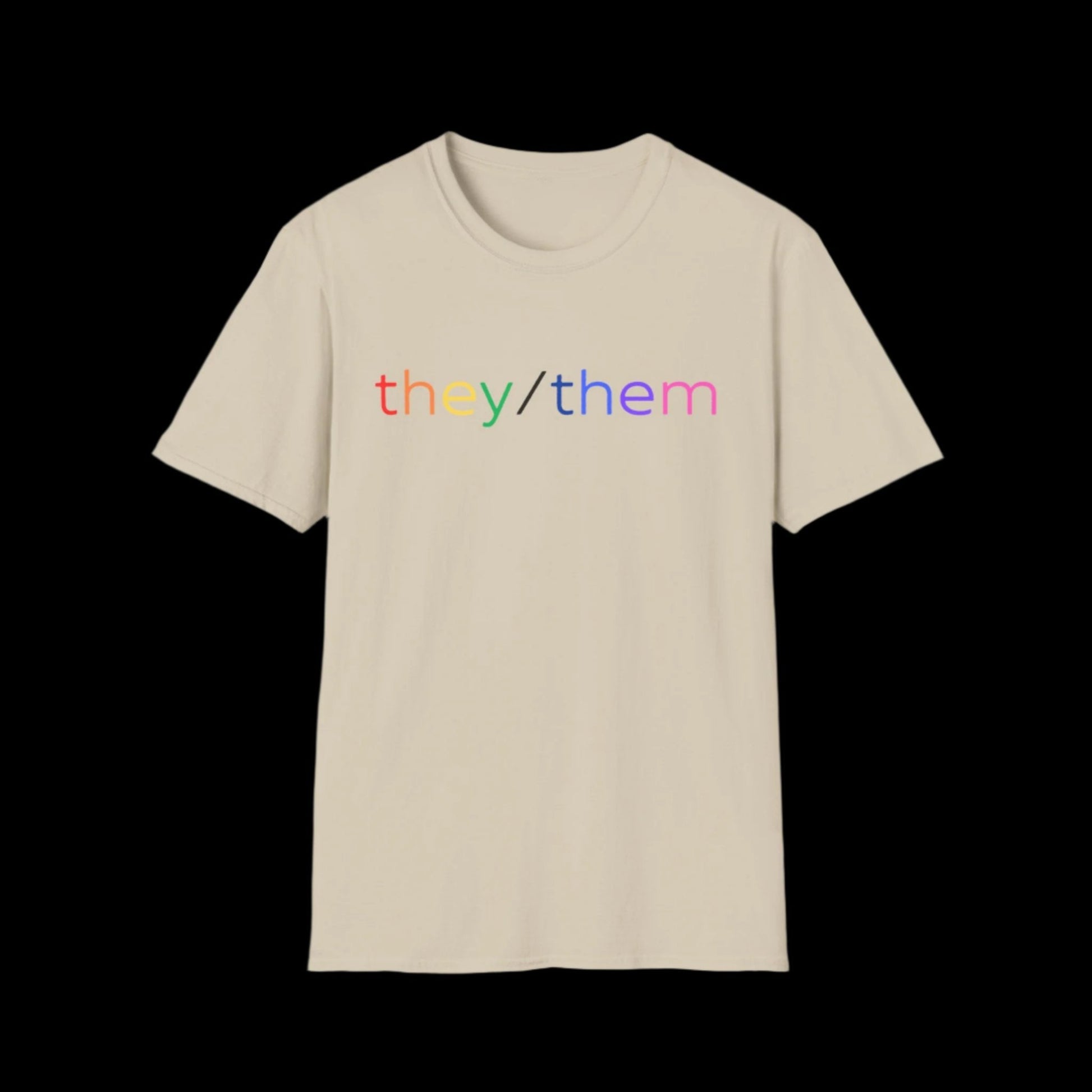 Gender Inclusive Pronouns they/them (rainbow text) Unisex T-Shirt - empowHERbyHeidi