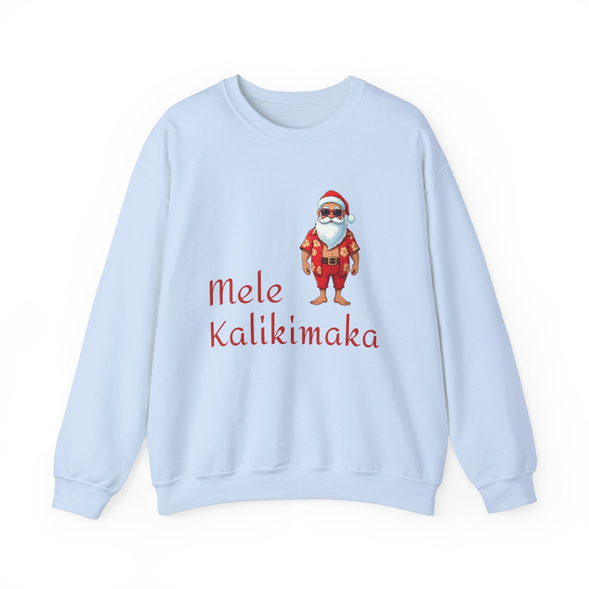 Light blue Mele Kalikimaka Hawaiian Santa Crewneck Sweatshirt - empowHERbyHeidi
