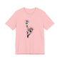 Pink t-shirt with the Statue of Liberty and rainbow Pride colors emitting from her torch by empowHER by Heidi