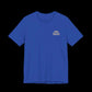 Blue t-shirt with small text on left chest that says "Stop Protecting Predators"
