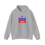 Gray hoodie with 'Colbert 2028' graphic– empowHER by Heidi political protest apparel