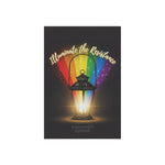 Garden flag with the design of a lantern with rainbow light and 'Illuminate the Resistance' text by empowHER by Heidi