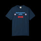 Navy blue t-shirt with 'Springsteen Swift 2028' text and stars on a black background