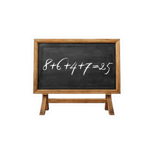 Sticker with a chalkboard graphic that has the mathematical equation "8+6+4+7=25" by empowHER by Heidi