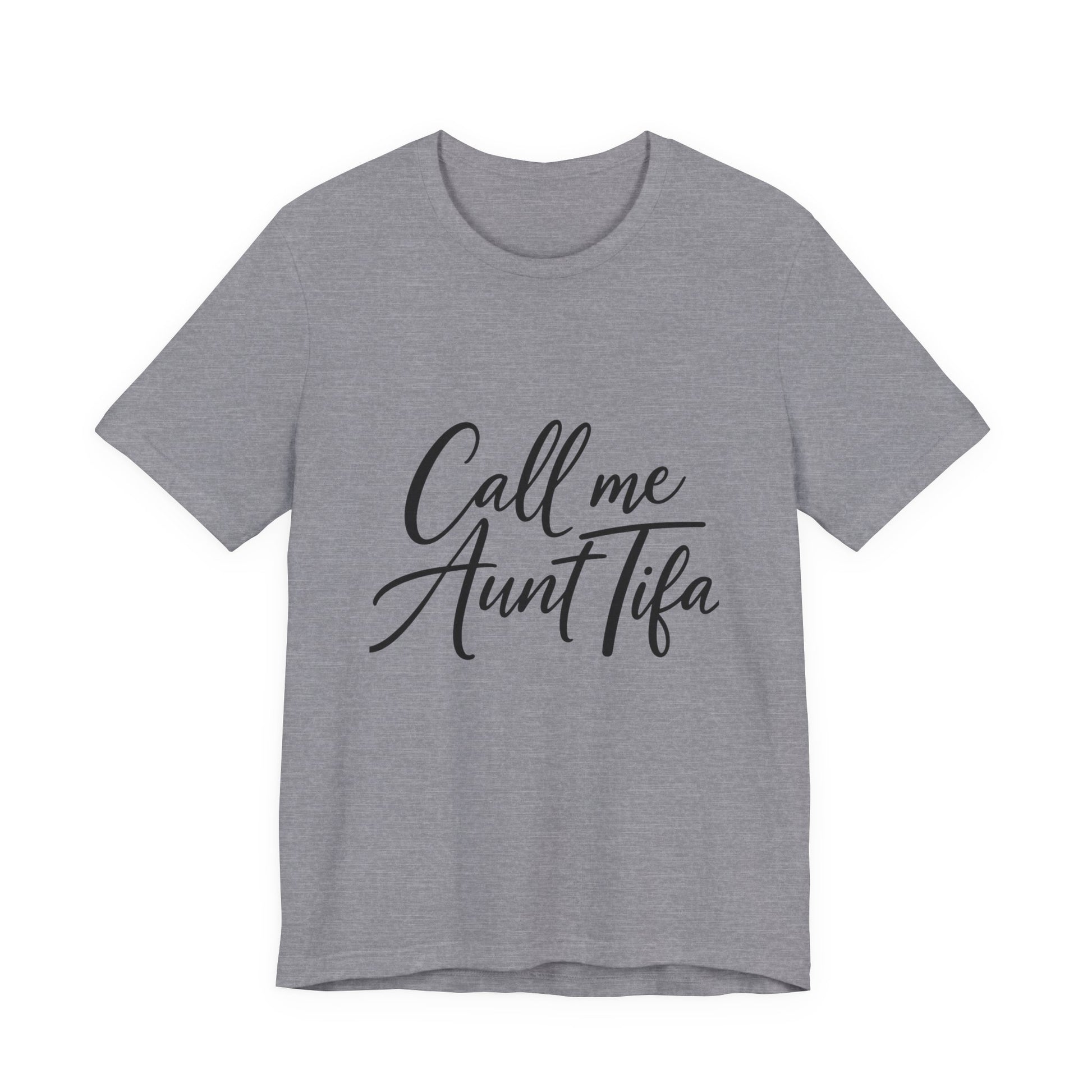 Gray t-shirt with 'Call me Aunt Tifa' text – empowHER by Heidi political protest apparel