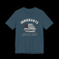 Deep teal t-shirt with American flag graphic and text that says "Immigrants are what make America Great" on a black background