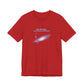 Red t-shirt with graphic of the Milky Way galaxy with an arrow pointing to it and text that says "YOU ARE HERE - Paying taxes to pedophiles" by empowHER by Heidi