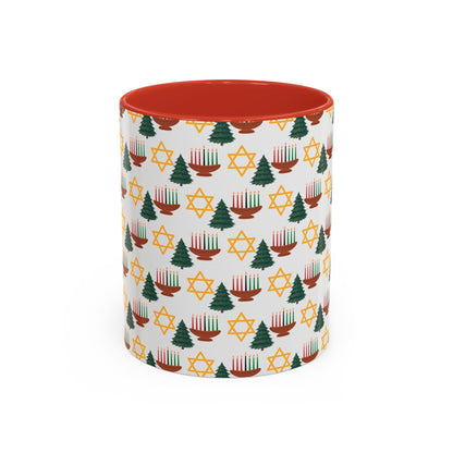 Happy ChristmaHanukKwanzaa Color Accent Holiday Coffee Mug (11, 15oz) - empowHERbyHeidi