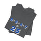 Folded gray t-shirt with a mathematical equation "8+6+4+7=25" design by empowHER by Heidi