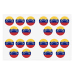 Sticker sheet with multiple round stickers featuring the flag of Venezuela  and text "I Stand with Venezuela" by empowHER by Heidi