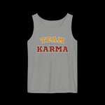 Gray tank top with 'Team Karma' text on a black background