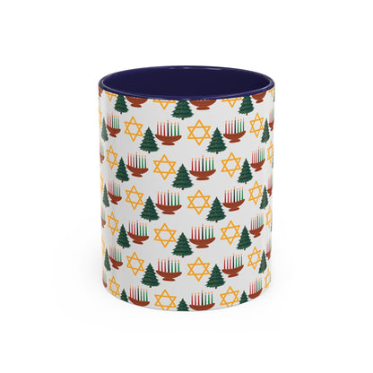 Happy ChristmaHanukKwanzaa Color Accent Holiday Coffee Mug (11, 15oz) - empowHERbyHeidi