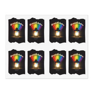 Set of 8 stickers with lantern with rainbow light and 'Illuminate the Resistance' text by empowHER by Heidi