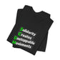Folded black t-shirt with motivational quote "solidarity creates unstoppable movements" by empowHER by Heidi