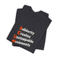 Folded black t-shirt with motivational quote "solidarity creates unstoppable movements" by empowHER by Heidi