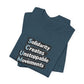 Dark blue t-shirt with motivational quote "solidarity creates unstoppable movements" by empowHER by Heidi