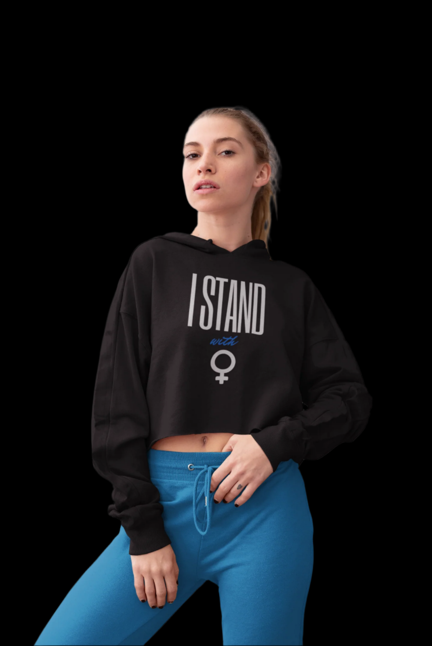 Women's Rights - I Stand With Women Cropped Hoodie - empowHERbyHeidi